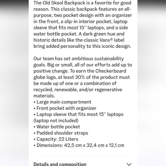 Vans Old Skool Backpack- Green - Picture 7 of 13